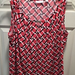 New York & Company Red Geometric Blouse